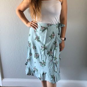 Lulus Ruffle Hem Wrap Skirt